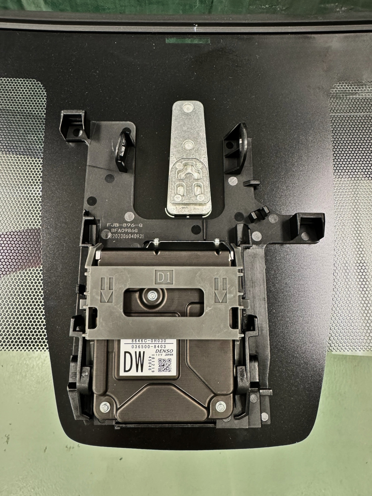 ADAS camera module mounted on windshield at Ping Precision Auto Glass Columbus Indiana