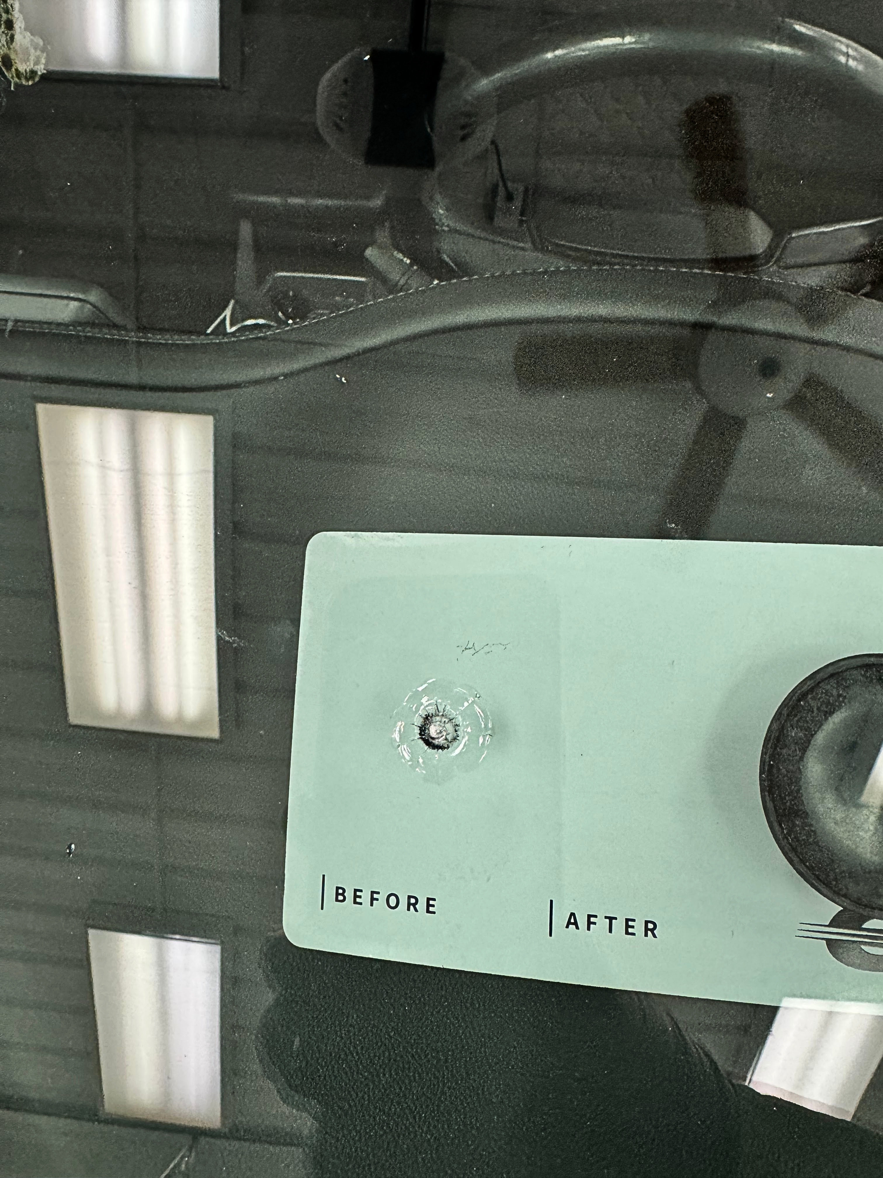 Windshield chip before repair